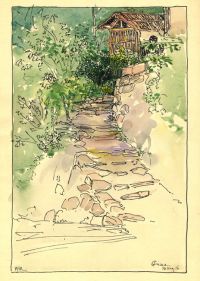 Arima, Japan, 26 May 1916, watercolor by Benjamin Yoe Morrison, HI Archives Benjamin Yoe Morrison collection no. 27.